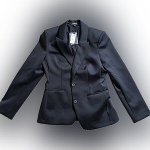 Black Express Women’s Blazer With Shoulder Pads: Never Worn TAG+BUTTONS STILL ON